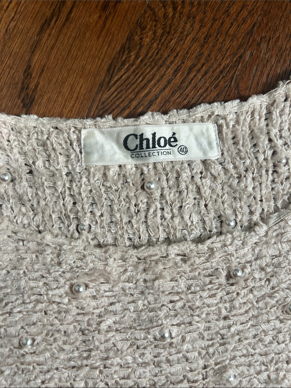 Vintage Chloé Collection Made in Japan Pearl Knit Top Size 40 - Picture 2 of 5